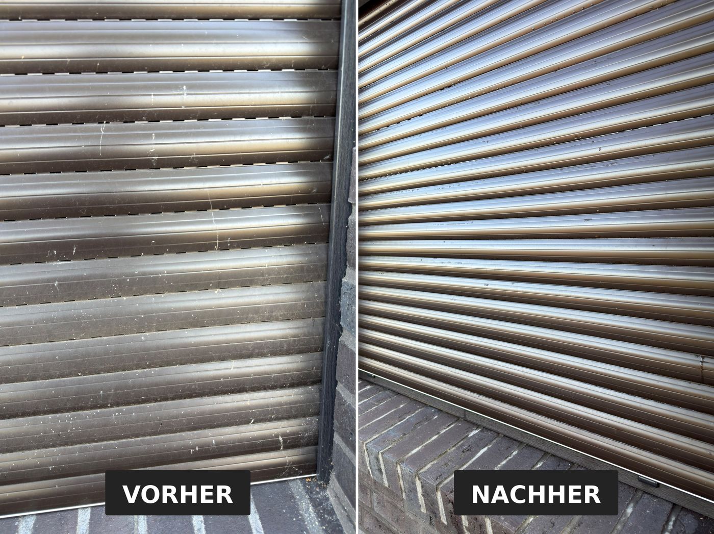 Rollladen vor und nach der Reinigung
